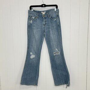 Roxy Jeans 7 Distressed Flare Y2K Embroidered 31" Inseam Vintage Roxy Low Rise